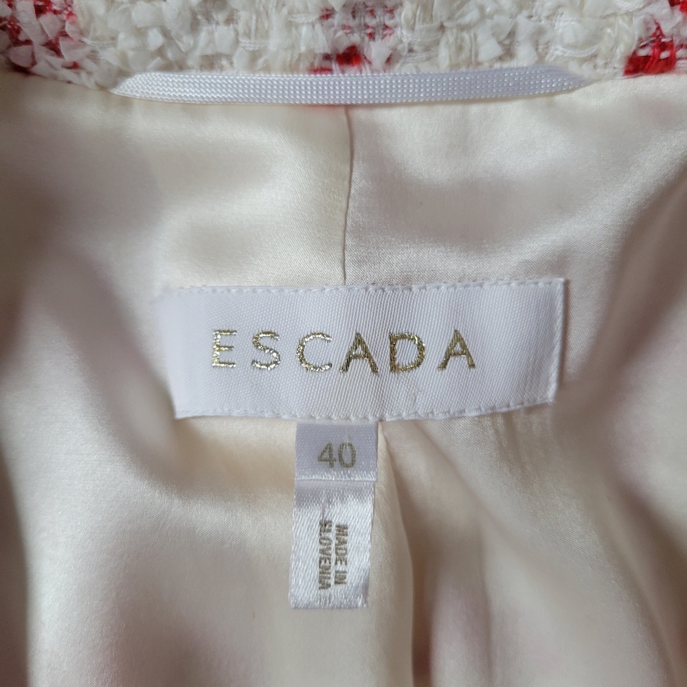 Vintage Escada Tweed Blazer W/ Matching Tweed And Leather Handbag - Picture 5 of 7